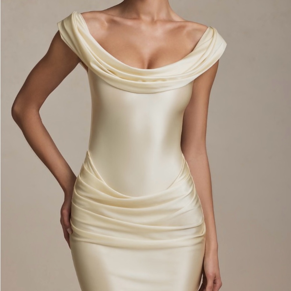 Oh Polly Maeve Off Shoulder Draped Mini Dress